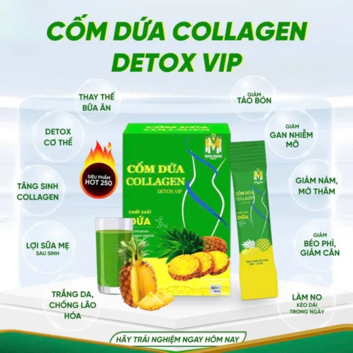 Cốm Dứa Collagen Detox Vip, Detox dứa bổ sung collagen, làm đẹp da, đẹp dáng, chống lão hoá da - Ảnh 6