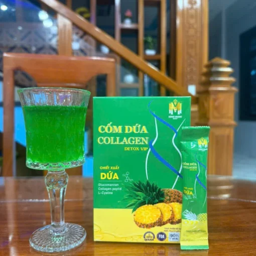 Cốm Dứa Collagen Detox Vip, Detox dứa bổ sung collagen, làm đẹp da, đẹp dáng, chống lão hoá da