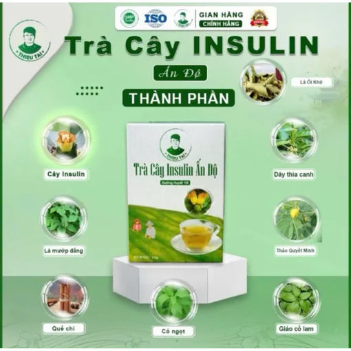 Trà cây Insulin Ấn Độ THIỀU TÀI Trà thảo mộc nước trà tốt cho đường huyết 1 hộp/30 túi lọc - Ảnh 2