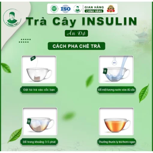 Trà cây Insulin Ấn Độ THIỀU TÀI Trà thảo mộc nước trà tốt cho đường huyết 1 hộp/30 túi lọc - Ảnh 7
